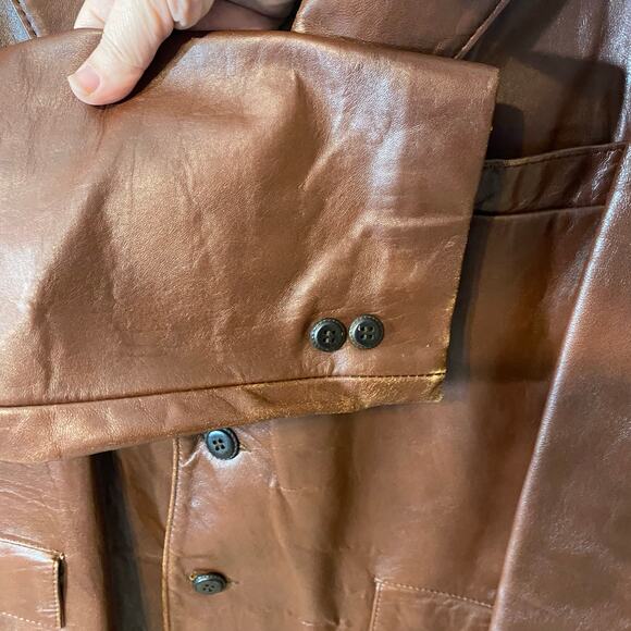 Vintage Sears Clipper Mist Brown Leather Blazer 42S Equestrian Lined western - Picture 4 of 12